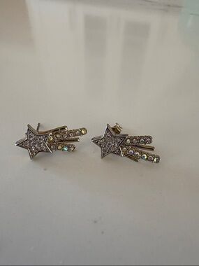 J. Crew Gold Star Shooting Comet Crystal Stud Earrings